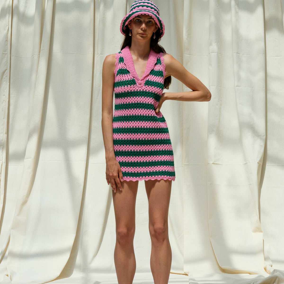 peony crochet dress Peony Metallic Crochet Dress  Retrofete